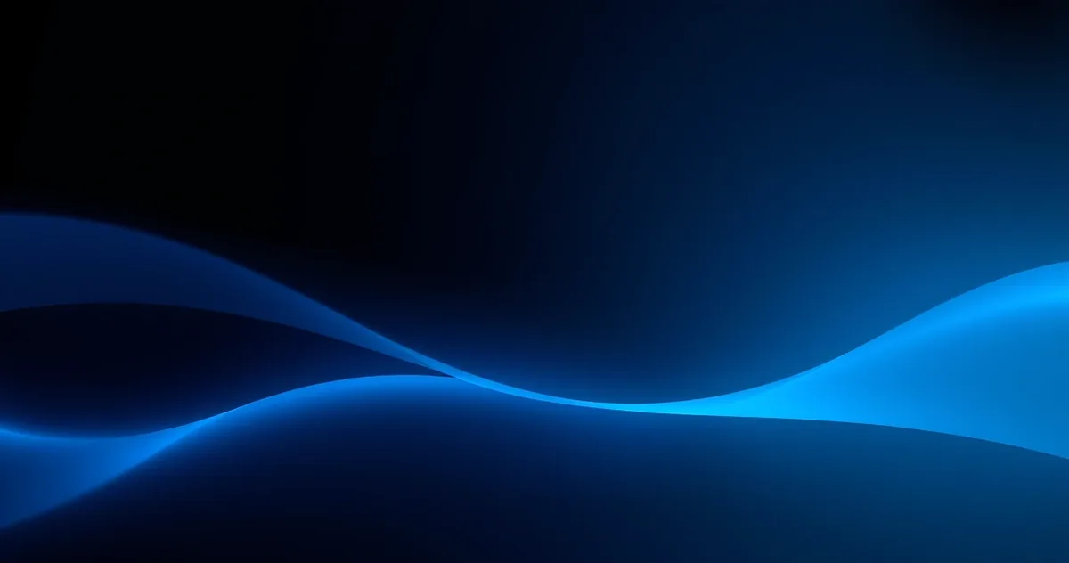 Composição abstrata de luz azul e verde-azulada com linhas suaves sobre fundo escuro