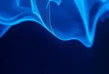 Textura abstrata de imagem médica em tons de azul sobre fundo escuro